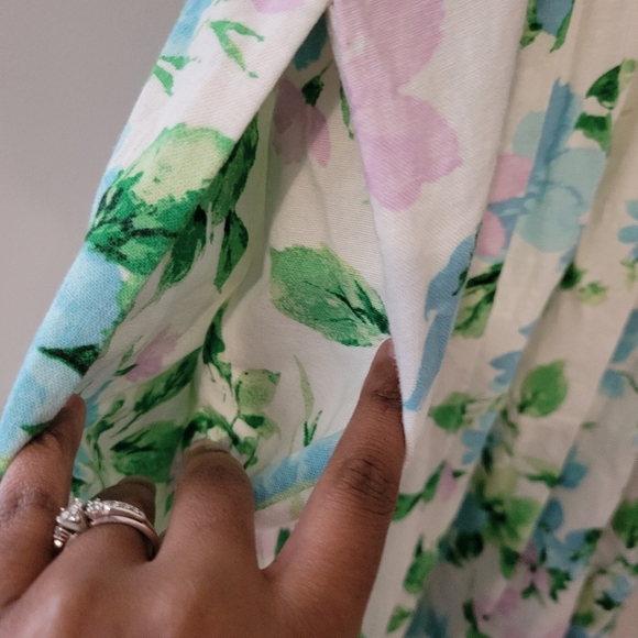 OLD NAVY Womens Fit & Flare White Floral Linen-Blend Midi Dress  Size XL - Picture 6 of 9